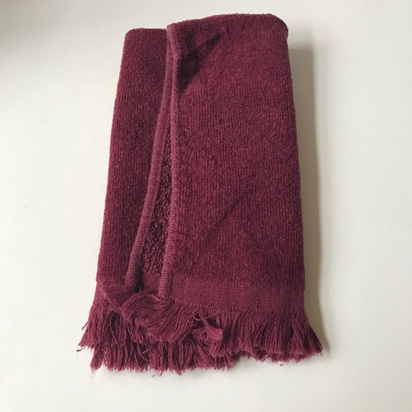 Vintage Christmas Sleigh Tea Towel Embroidered Hand Kitchen Bath Pink Burgundy - Picture 3 of 11